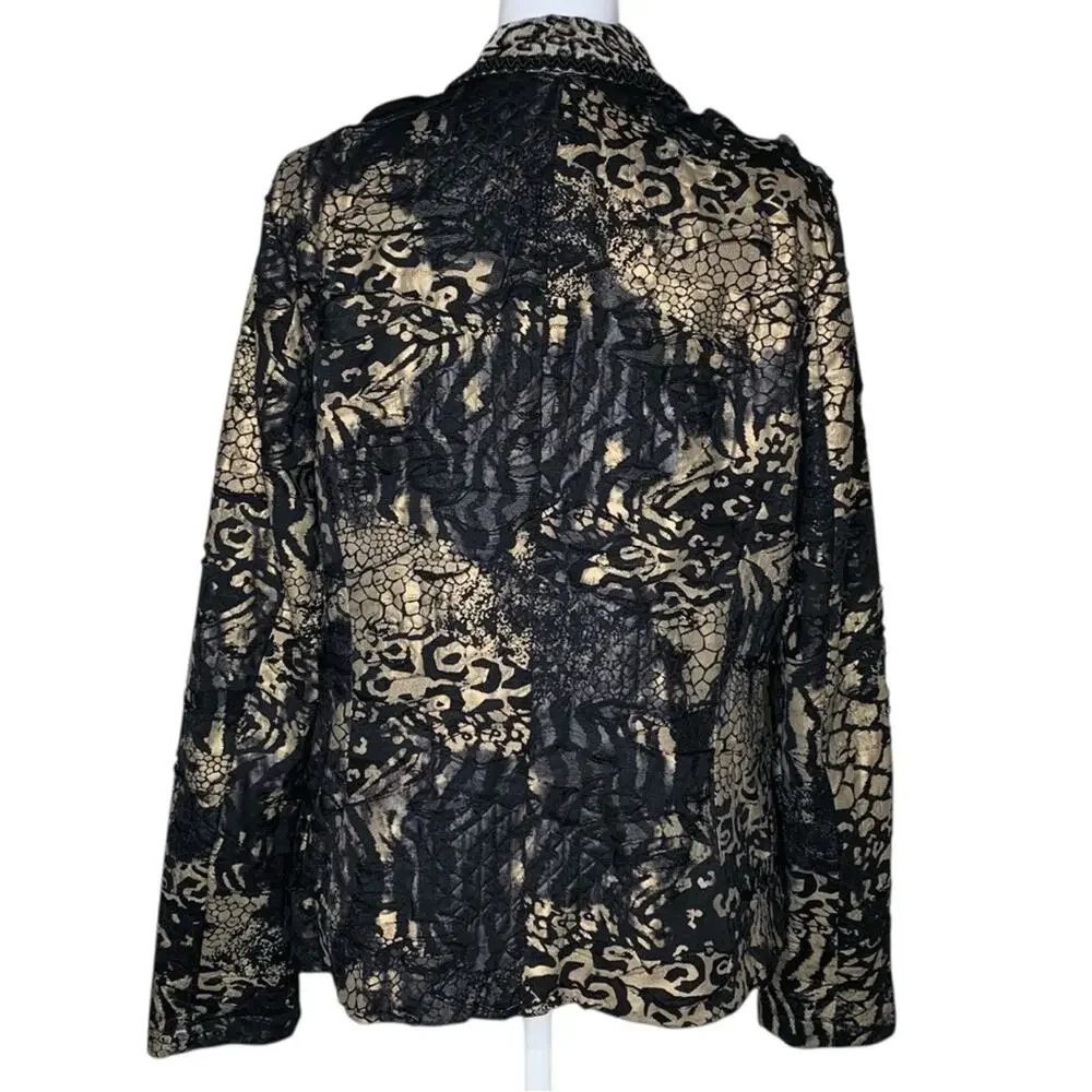 Witchy Shredded Blazer M 8 Gold Foil Laser Cut Grunge Whimsigoth Jacket